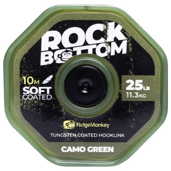 Ridgemonkey Rock Bottom Tungsten Soft Coated Hooklink - Weed Green