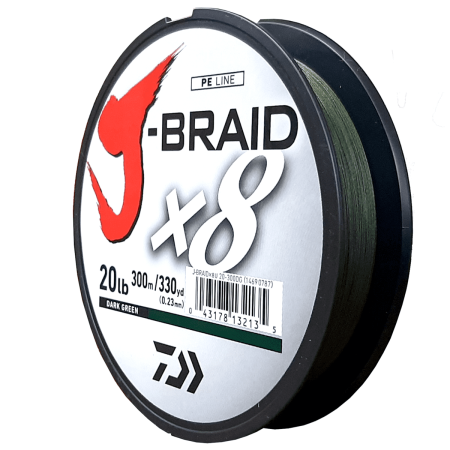 Daiwa J-braid X8 300m 20lb .23mm D/grn